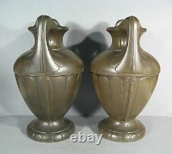 Paire De Vases En Régule Epoque 1900 / Vase Style Art Nouveau / Amphore 1900