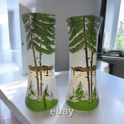 Paire De Vases Legras 1900 Art Nouveau Art Français Lorrain Verrerie