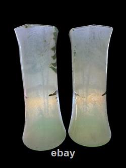 Paire De Vases Legras 1900 Art Nouveau Art Français Lorrain Verrerie