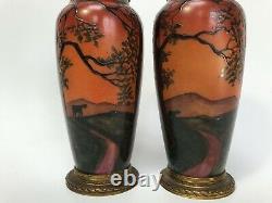 Paire De Vases Pate De Verre Gauthier Camille Foret 1900 Art Nouveau C2639