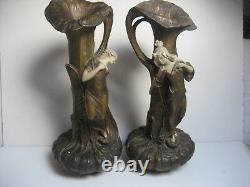 Paire Statuettes art nouveau vases anciens