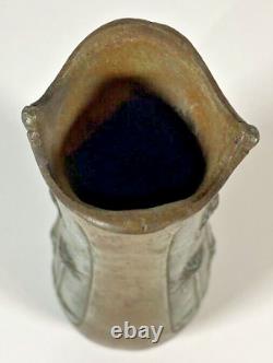 Paire Vases Art Nouveau Régule Patiné Bronze Signés Lesueur Décor Floral