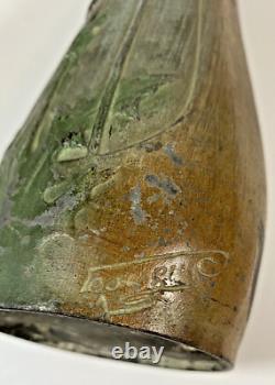 Paire Vases Art Nouveau Régule Patiné Bronze Signés Lesueur Décor Floral