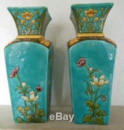 Paire Vases porcelaine de Sèvres Art Nouveau P Millet French Vase Signed Sevres
