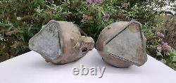 Paire Vases signé Jean Garnier Art Nouveau (1853-1910) en régule 3 faces H 38 cm