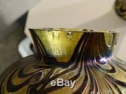 Paire Vases verre irisés Bohème -Art Nouveau-Kralik Czech glass-Chips on rim
