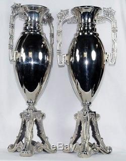 Paire de Art Nouveau WMF Plaqué Argent Vases #7013
