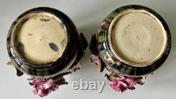 Paire de Vase Barbotine Art Nouveau en Majolique
