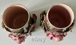 Paire de Vase Barbotine Art Nouveau en Majolique