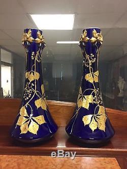 Paire de grands vases porcelaine 1900 Art-Nouveau
