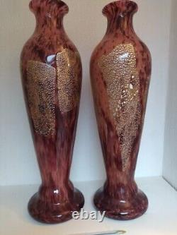 Paire de grands vases signés A Delatte Nancy, Art nouveau, 50 cm