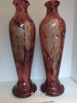 Paire de grands vases signés A Delatte Nancy, Art nouveau, 50 cm