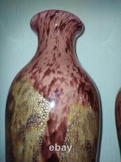 Paire de grands vases signés A Delatte Nancy, Art nouveau, 50 cm