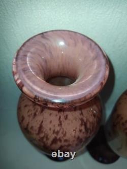 Paire de grands vases signés A Delatte Nancy, Art nouveau, 50 cm