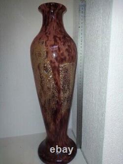 Paire de grands vases signés A Delatte Nancy, Art nouveau, 50 cm
