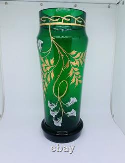 Paire de grands vases, verre, émail, art nouveau. Montjoye, Legras vers 1900. H-33