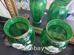 Paire de grands vases verre émaillé Legras pavots art nouveau