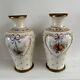 Paire de vase Art Nouveau en porcelaine de Limoges Signe M de M Monture Bronze
