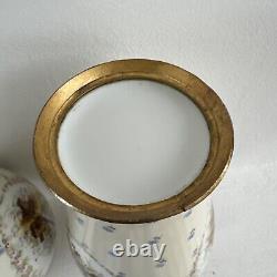 Paire de vase Art Nouveau en porcelaine de Limoges Signe M de M Monture Bronze