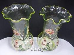 Paire de vase LEGRAS, Montjoye, Art Nouveau Oeillets Ouraline