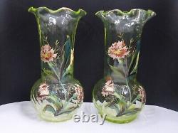 Paire de vase LEGRAS, Montjoye, Art Nouveau Oeillets Ouraline