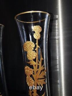 Paire de vase art nouveau baccarat, dore a l or decors chardon lorrain 1900