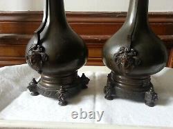Paire de vase en bronze époque art nouveau
