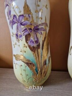 Paire de vase en porcelaine Turn Teplitz RSTK Amphora Autriche fleur Art Nouveau