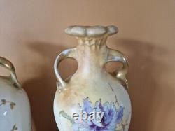 Paire de vase en porcelaine Turn Teplitz RSTK Amphora Autriche fleur Art Nouveau