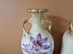Paire de vase en porcelaine Turn Teplitz RSTK Amphora Autriche fleur Art Nouveau