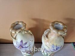 Paire de vase en porcelaine Turn Teplitz RSTK Amphora Autriche fleur Art Nouveau