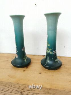 Paire de vases Art Nouveau Delphin Massier céramique signés sous la base