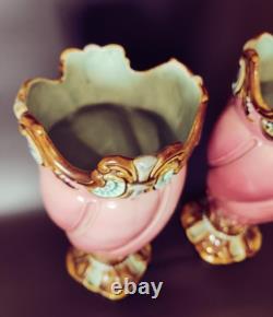 Paire de vases Art Nouveau en Céramique Mouzins Lecat tbe 1900 30 cm Barbotine