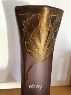 Paire de vases Art Nouveau mauve et or École Legras, Montjoye