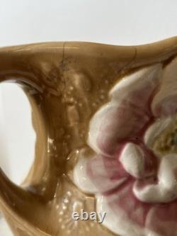 Paire de vases anciens Barbotine Art Nouveau Gustave de Bruyn, Fives Lille