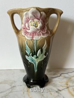 Paire de vases anciens Barbotine Art Nouveau Gustave de Bruyn, Fives Lille