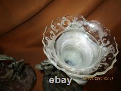 Paire de vases art nouveau en régule patine plusieurs tons / signés