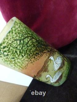 Paire de vases aux cygnes signés Legras, art nouveau, H 245mm
