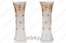 Paire de vases aux fleurs or Art Nouveau par Saint-Louis. Art Nouveau vases