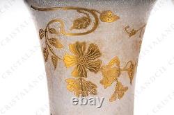 Paire de vases aux fleurs or Art Nouveau par Saint-Louis. Art Nouveau vases