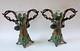 Paire de vases bouquetières art nouveau métal patiné et cristal
