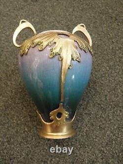 Paire de vases en céramique et étain Art Nouveau ORIVIT Jugendstil Paar Vasen