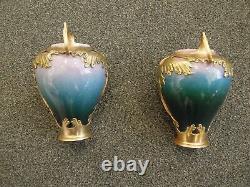 Paire de vases en céramique et étain Art Nouveau ORIVIT Jugendstil Paar Vasen