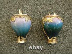 Paire de vases en céramique et étain Art Nouveau ORIVIT Jugendstil Paar Vasen