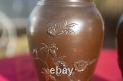 Paire de vases japonais en bronze époque MEIDJI 1868-1912