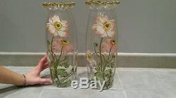 Paire de vases émaillé LEGRAS, art déco, art nouveau VASE avec fleurs pavot 1900