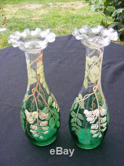 Paire de vases émaillés Legras décor à la Glycine vers 1920