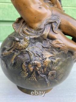 Paire de vases régule patine bronze Louis Moreau Art Nouveau fin 19ème