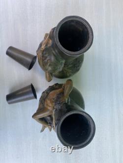 Paire de vases régule patine bronze Louis Moreau Art Nouveau fin 19ème