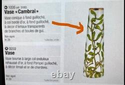 Paire de vases soliflores feuilles de gui doré LEGRAS, ART NOUVEAU